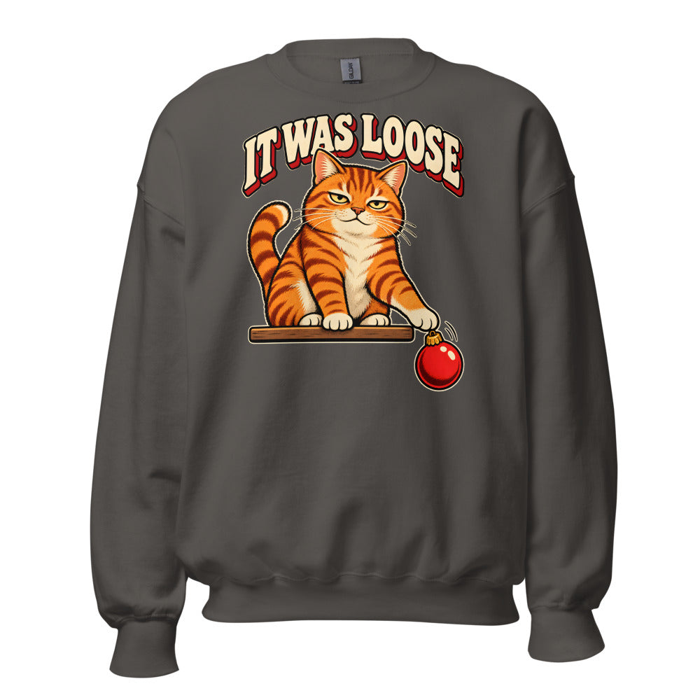 Ornament Security Cat funny Christmas sweatshirt in Asphalt