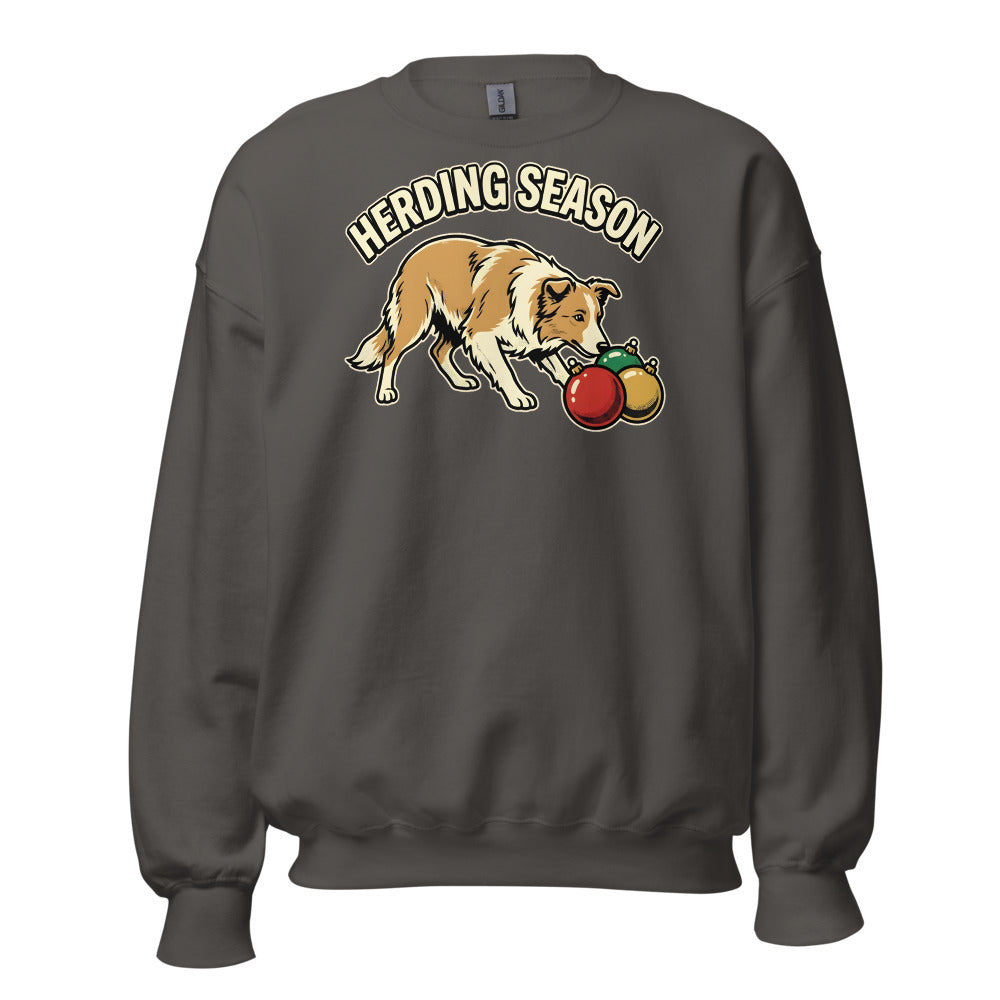 Ornament Wrangler Border Collie funny Christmas sweatshirt in Asphalt