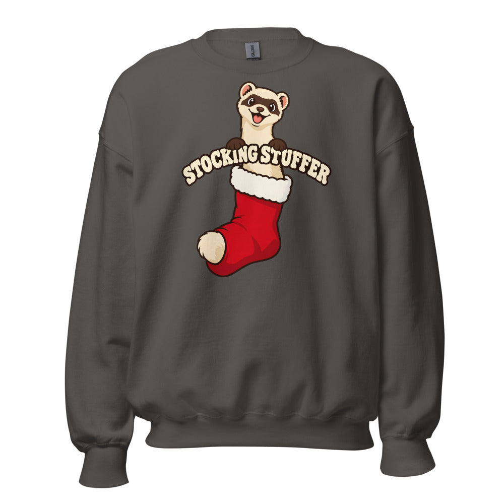 Stocking Stuffer Ferret funny Christmas sweatshirt in Asphalt