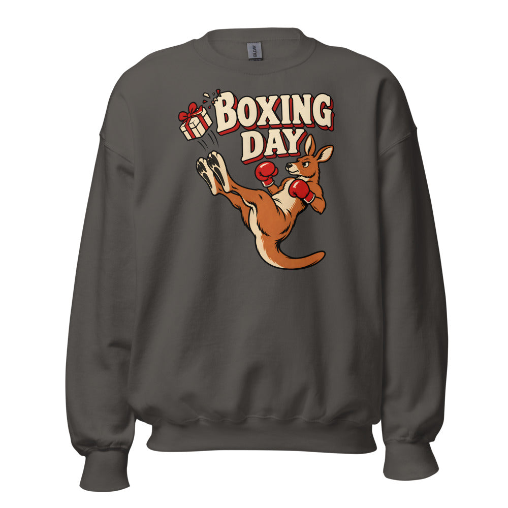 Boxing Day Kangaroo funny Christmas sweatshirt in Asphalt