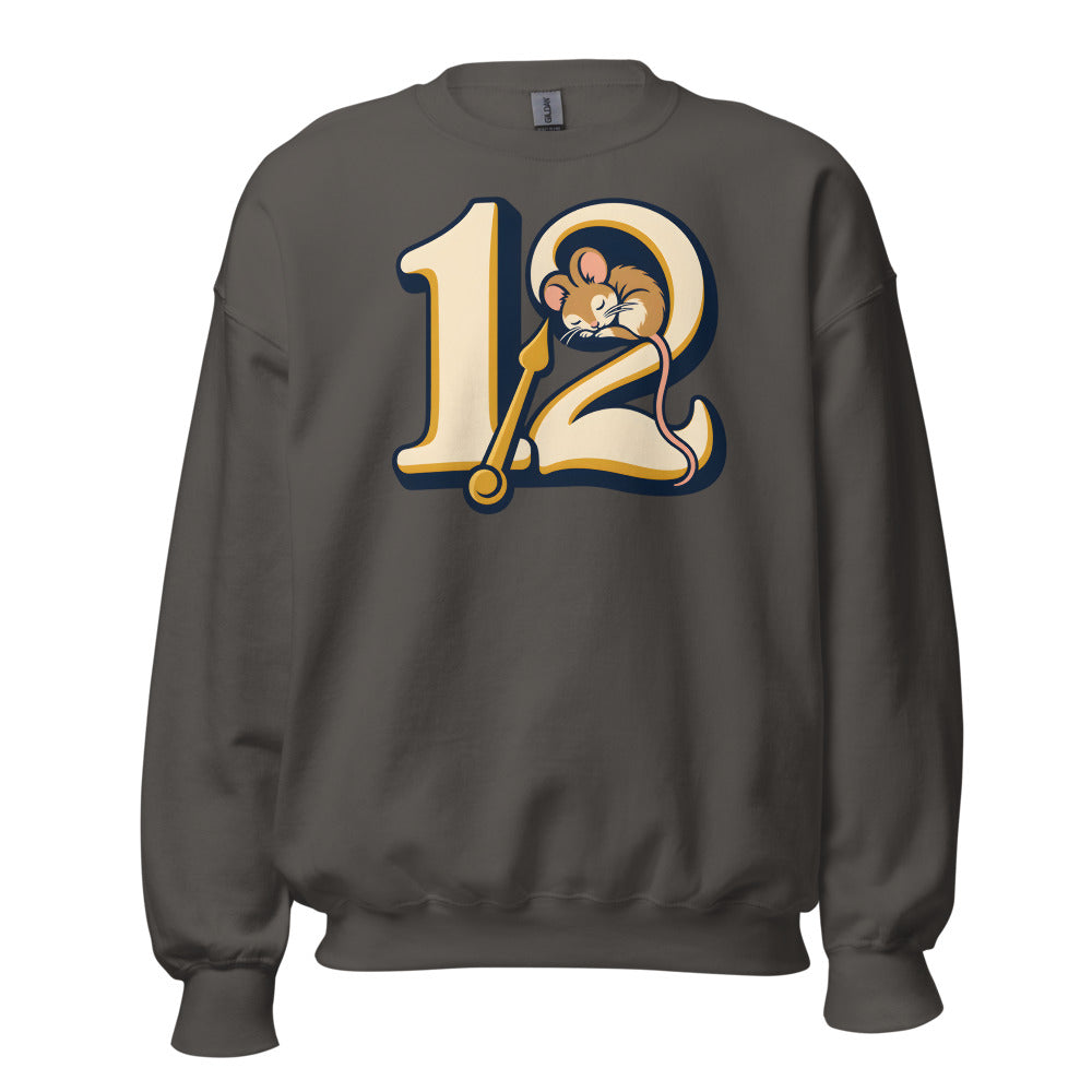 Midnight Countdown Nap Dormouse funny New Year's sweatshirt in Asphalt