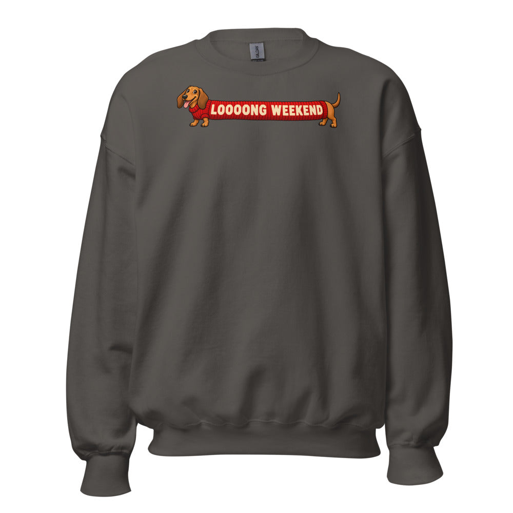 Long Weekend Dachshund funny New Year's sweatshirt in Asphalt