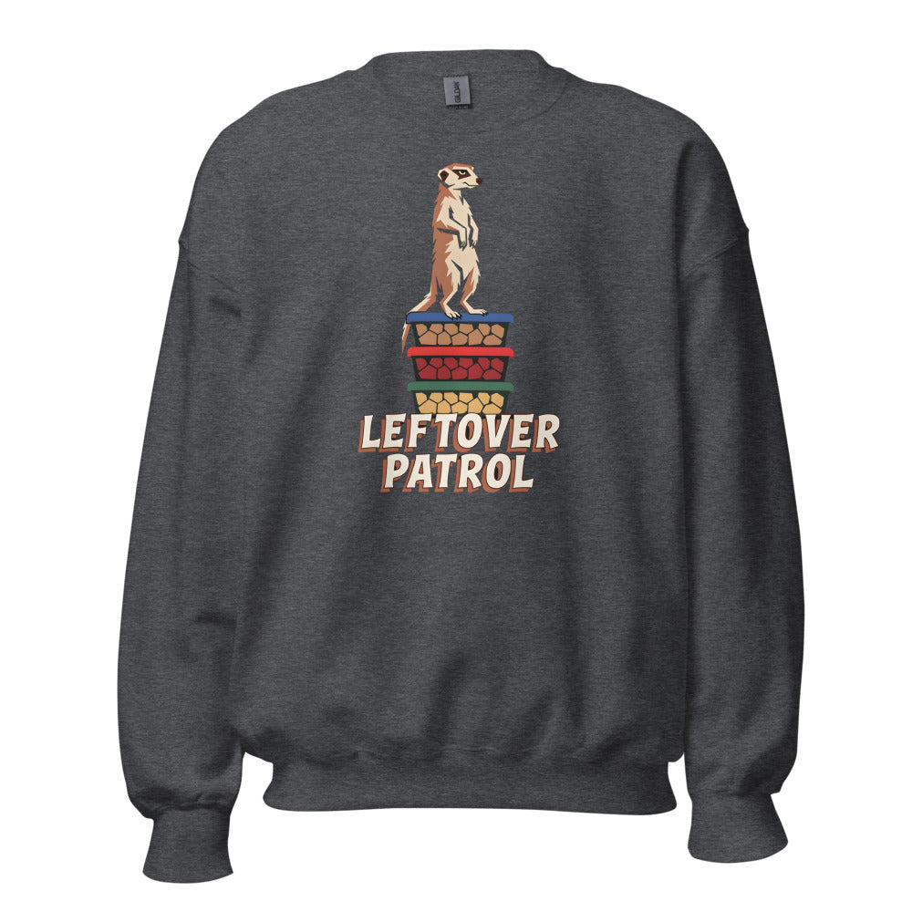 Leftover Patrol Meerkat funny Thanksgiving sweatshirt in Dark Grey Heather