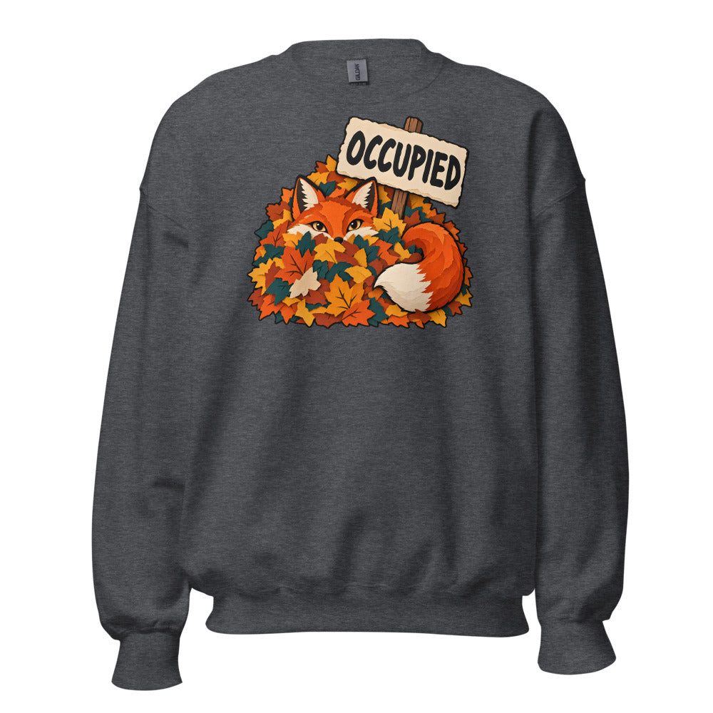 Leaf Pile Sublet Fox funny fall sweatshirt in Dark Grey Heather