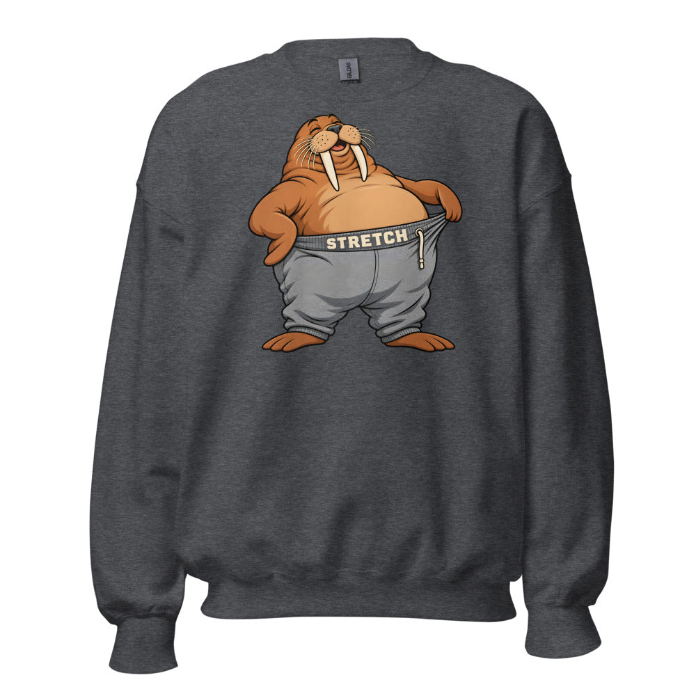 Stretch Pants Walrus funny Thanksgiving sweatshirt in Dark Grey Heather