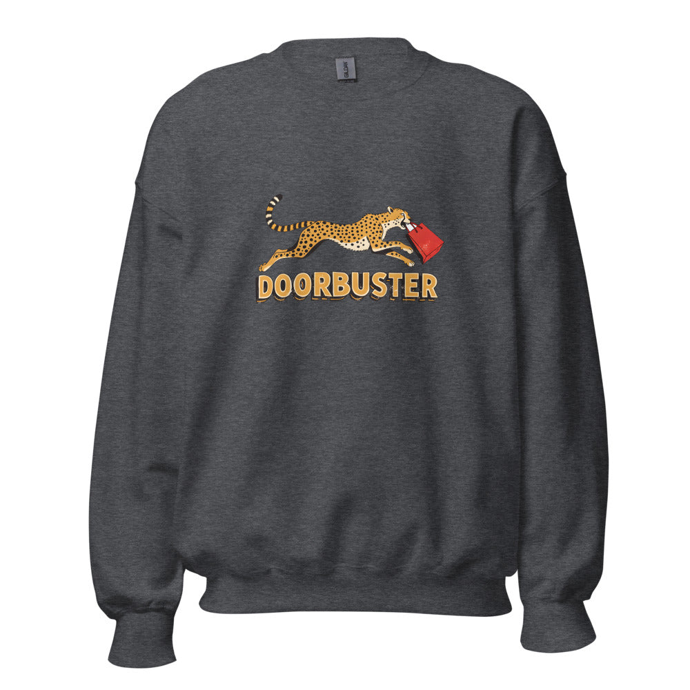 Doorbuster Cheetah funny Thanksgiving sweatshirt in Dark Grey Heather