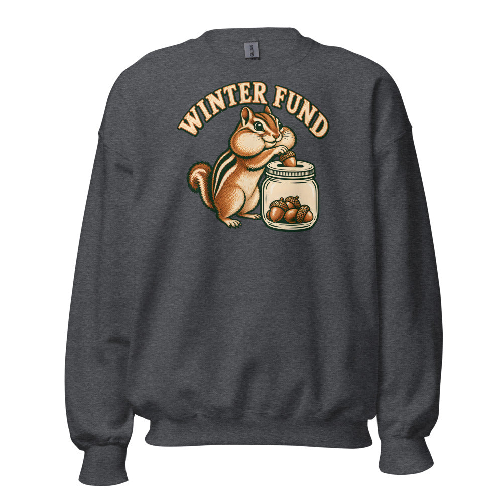 Acorn Budget Chipmunk funny fall sweatshirt in Dark Grey Heather