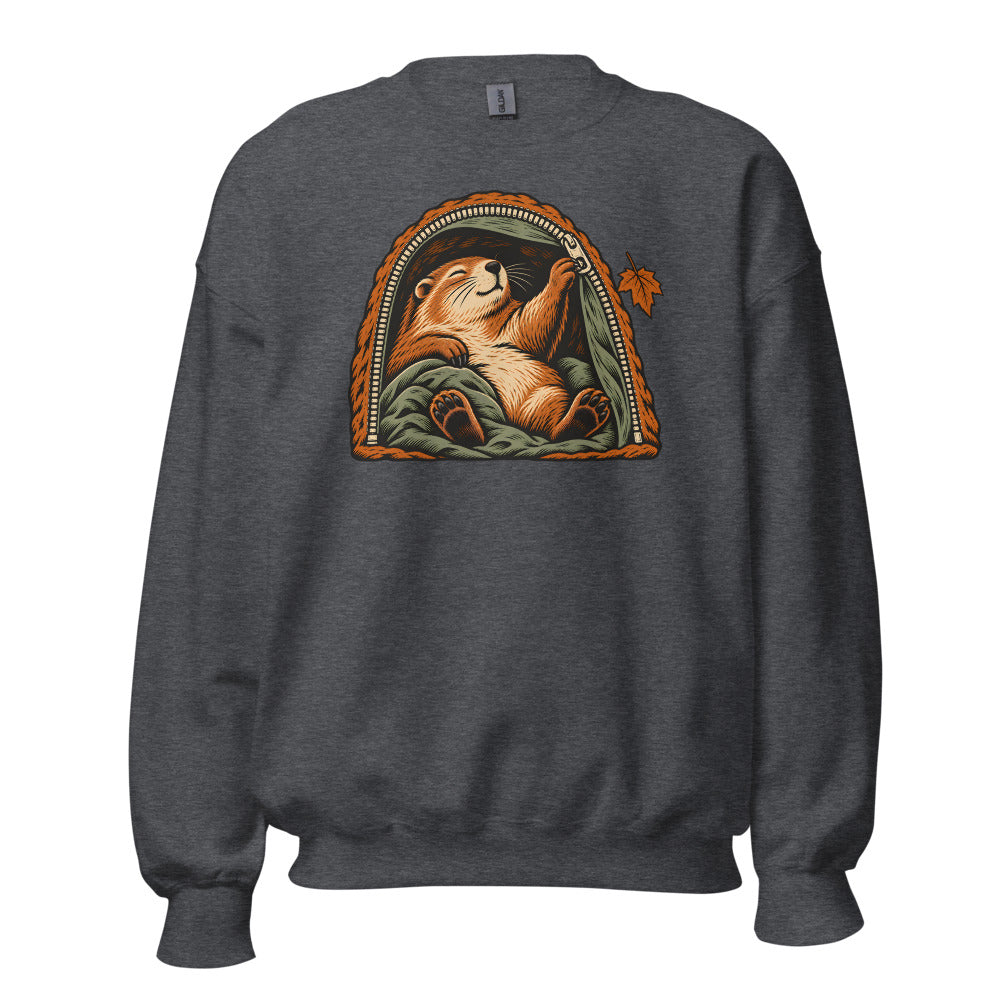 Hibernation Permit Groundhog funny winter sweatshirt in Dark Grey Heather
