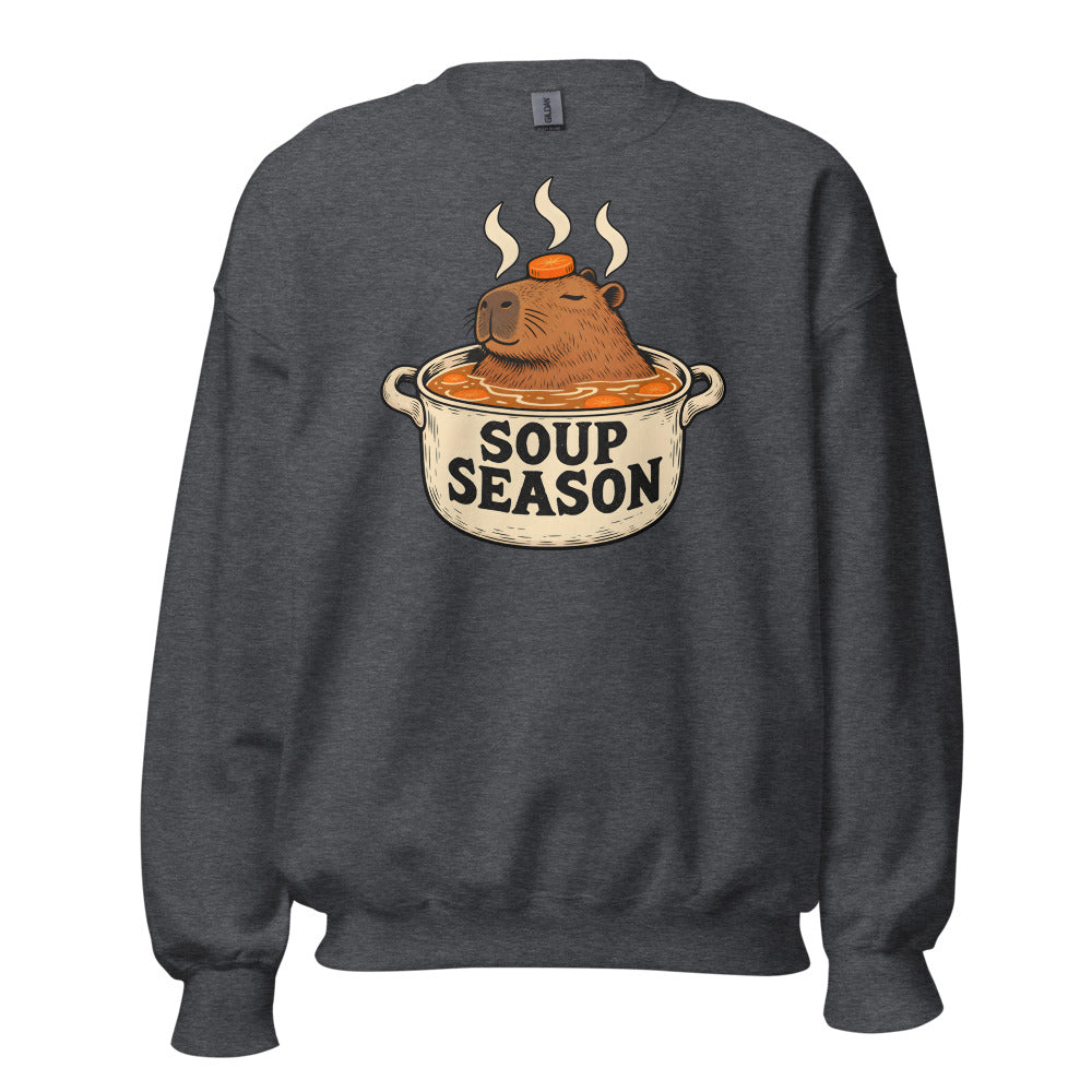 Soup Season Capybara funny winter sweatshirt in Dark Grey Heather