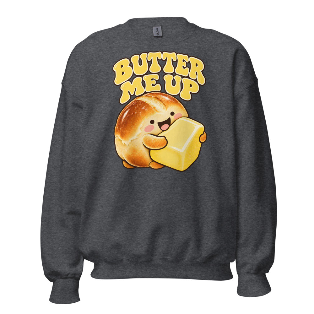 Butter Me Up Dinner Roll funny Christmas sweatshirt in Dark Grey Heather