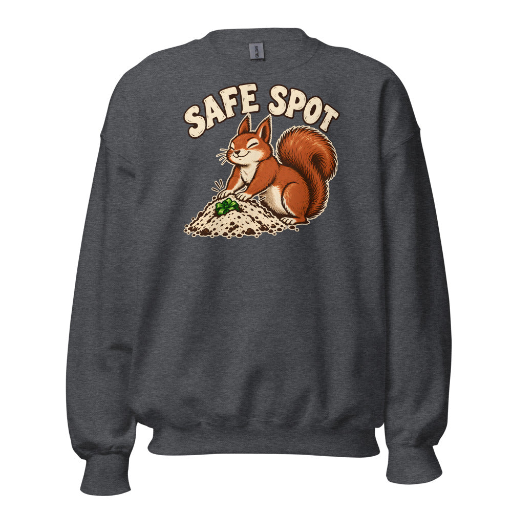 Gift Stash Squirrel funny Christmas sweatshirt in Dark Grey Heather