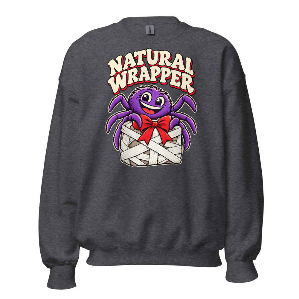 Gift Wrap Specialist Spider funny Christmas sweatshirt in Dark Grey Heather