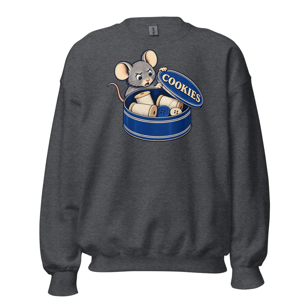 Not Cookies Mouse funny Christmas sweatshirt in Dark Grey Heather