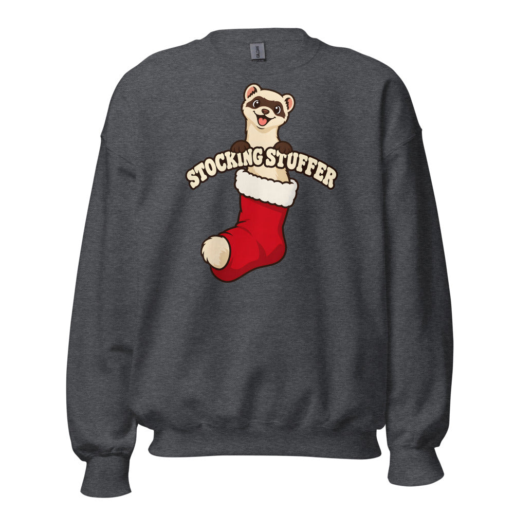 Stocking Stuffer Ferret funny Christmas sweatshirt in Dark Grey Heather