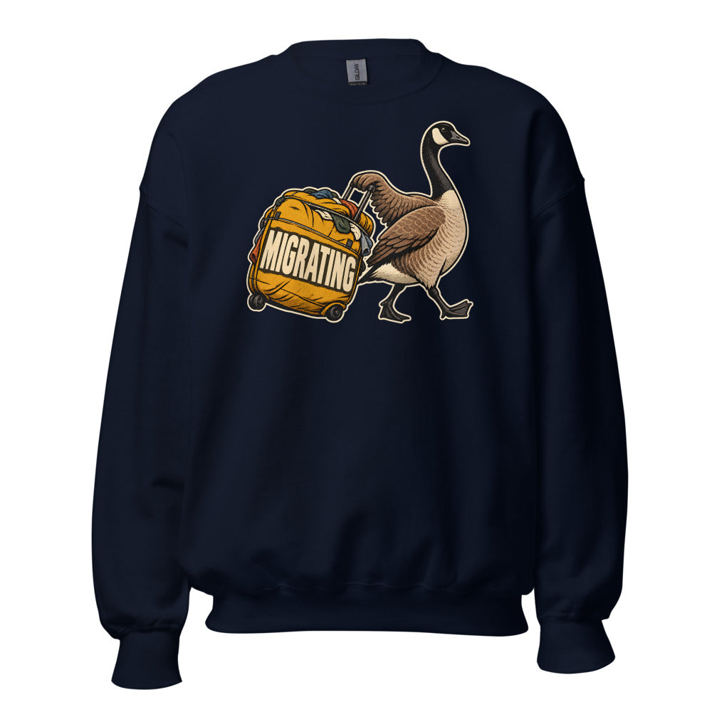 Migration Season Goose funny Thanksgiving sweatshirt in Navy