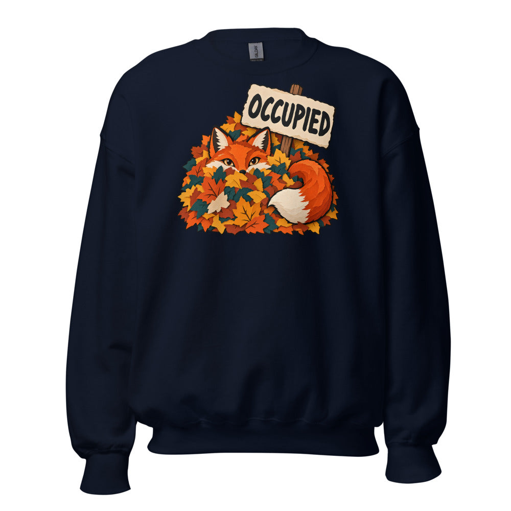 Leaf Pile Sublet Fox funny fall sweatshirt in Navy