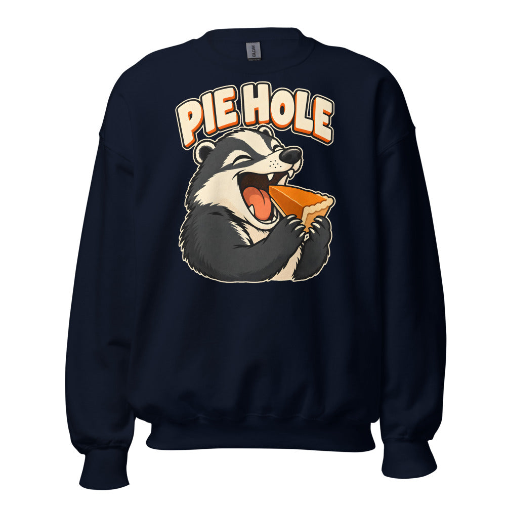 Pie Priority Badger funny Thanksgiving sweatshirt in Navy