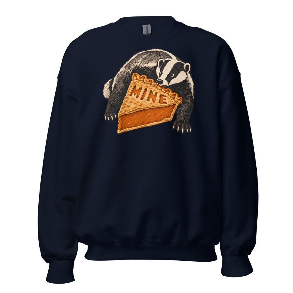 Pie Security Badger funny Thanksgiving sweatshirt in Navy