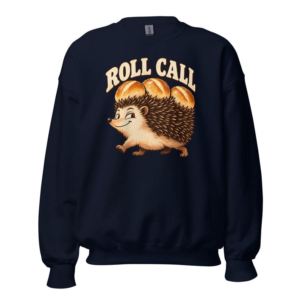 Roll Call Hedgehog funny Thanksgiving sweatshirt in Navy