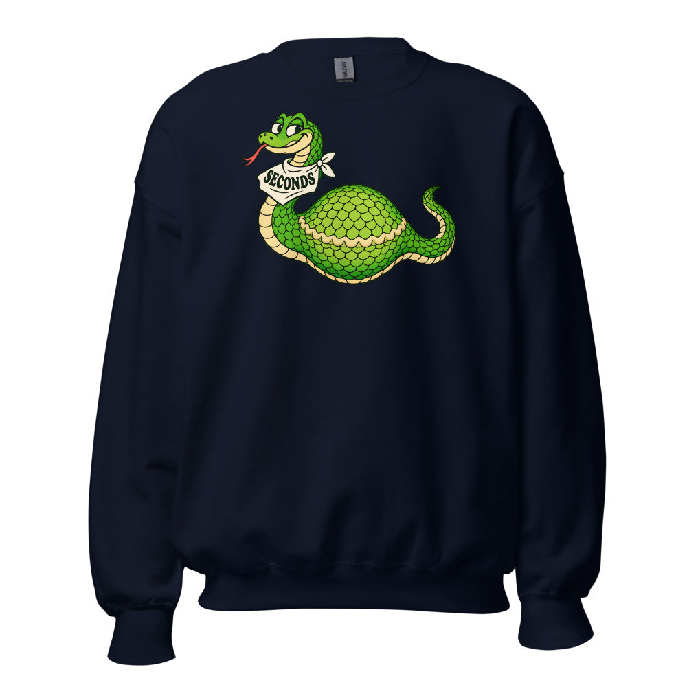 Seconds Snake funny Thanksgiving sweatshirt in Navy