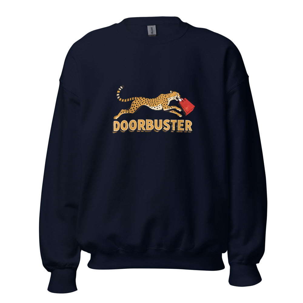 Doorbuster Cheetah funny Thanksgiving sweatshirt in Navy