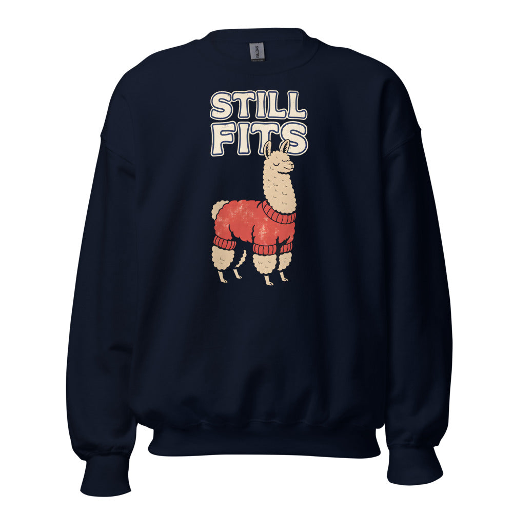 Still Fits Alpaca funny fall sweatshirt in Navy