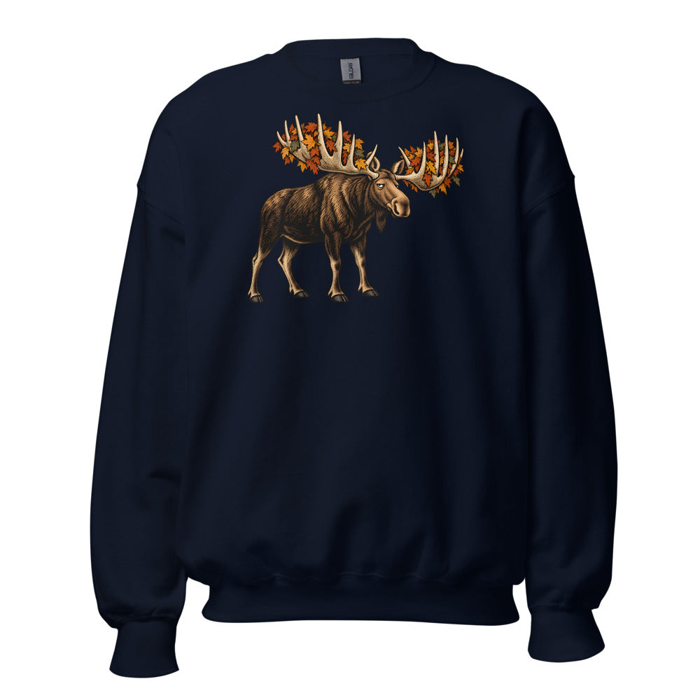 Rake Duty Moose funny fall sweatshirt in Navy