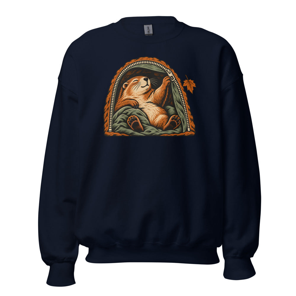 Hibernation Permit Groundhog funny winter sweatshirt in Navy