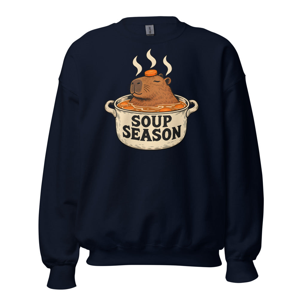 Soup Season Capybara funny winter sweatshirt in Navy