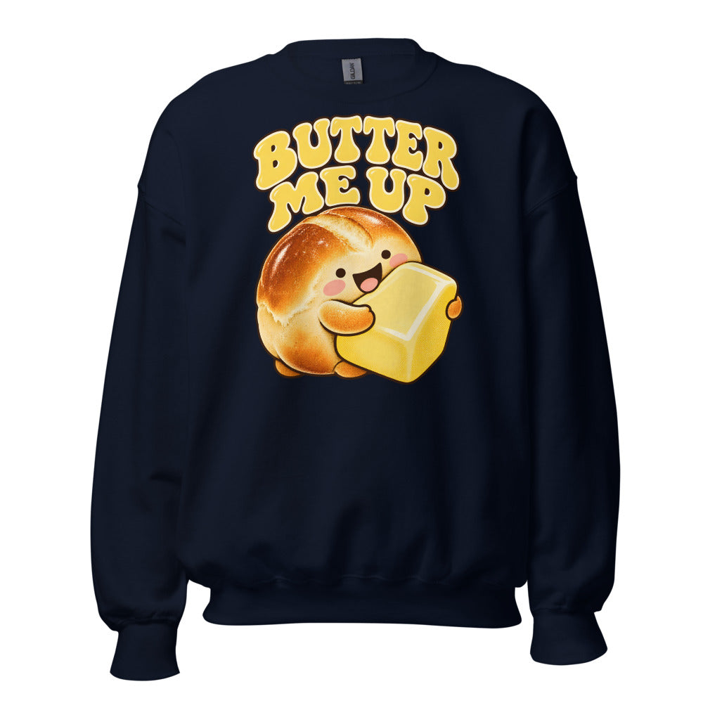 Butter Me Up Dinner Roll funny Christmas sweatshirt in Navy