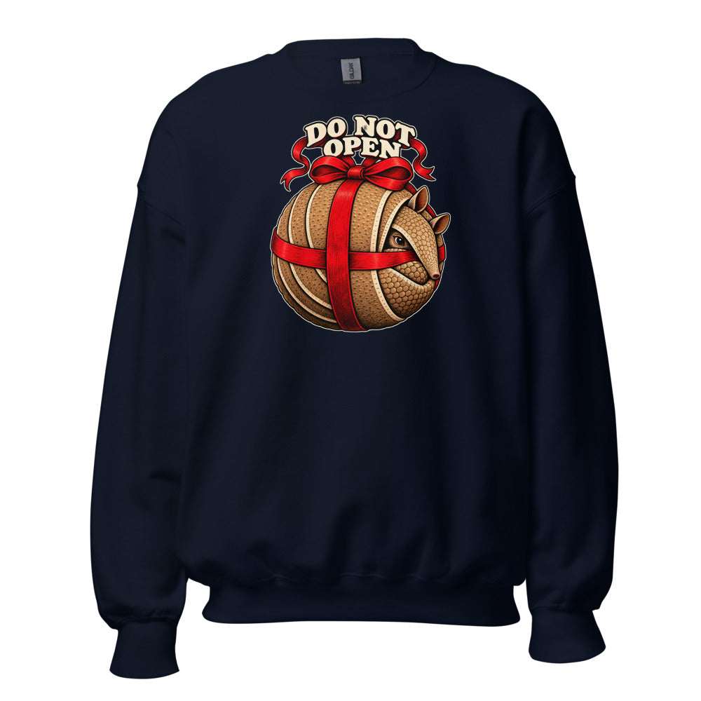 Do Not Open Armadillo funny Christmas sweatshirt in Navy