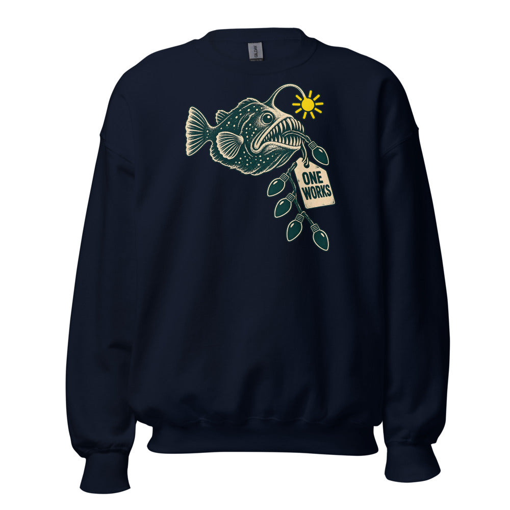 One Works Anglerfish funny Christmas sweatshirt in Navy