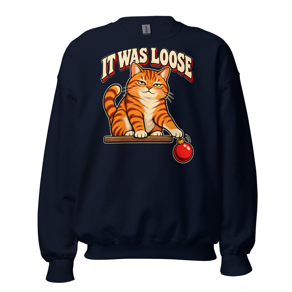Ornament Security Cat funny Christmas sweatshirt in Navy