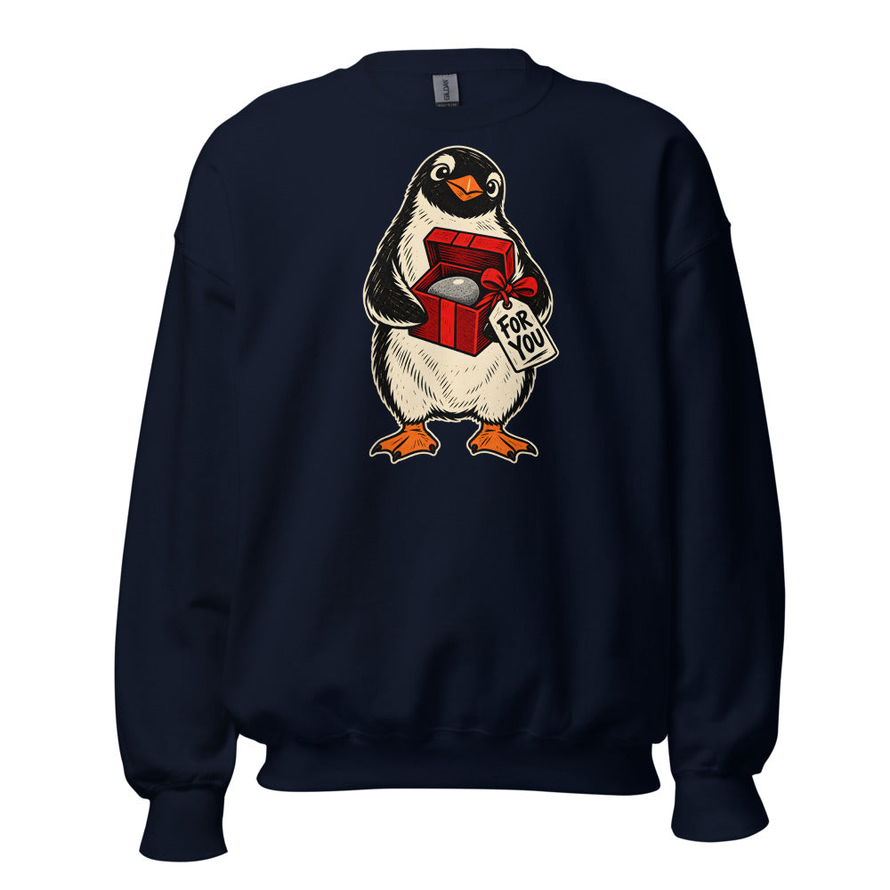 Perfect Pebble Penguin funny Christmas sweatshirt in Navy