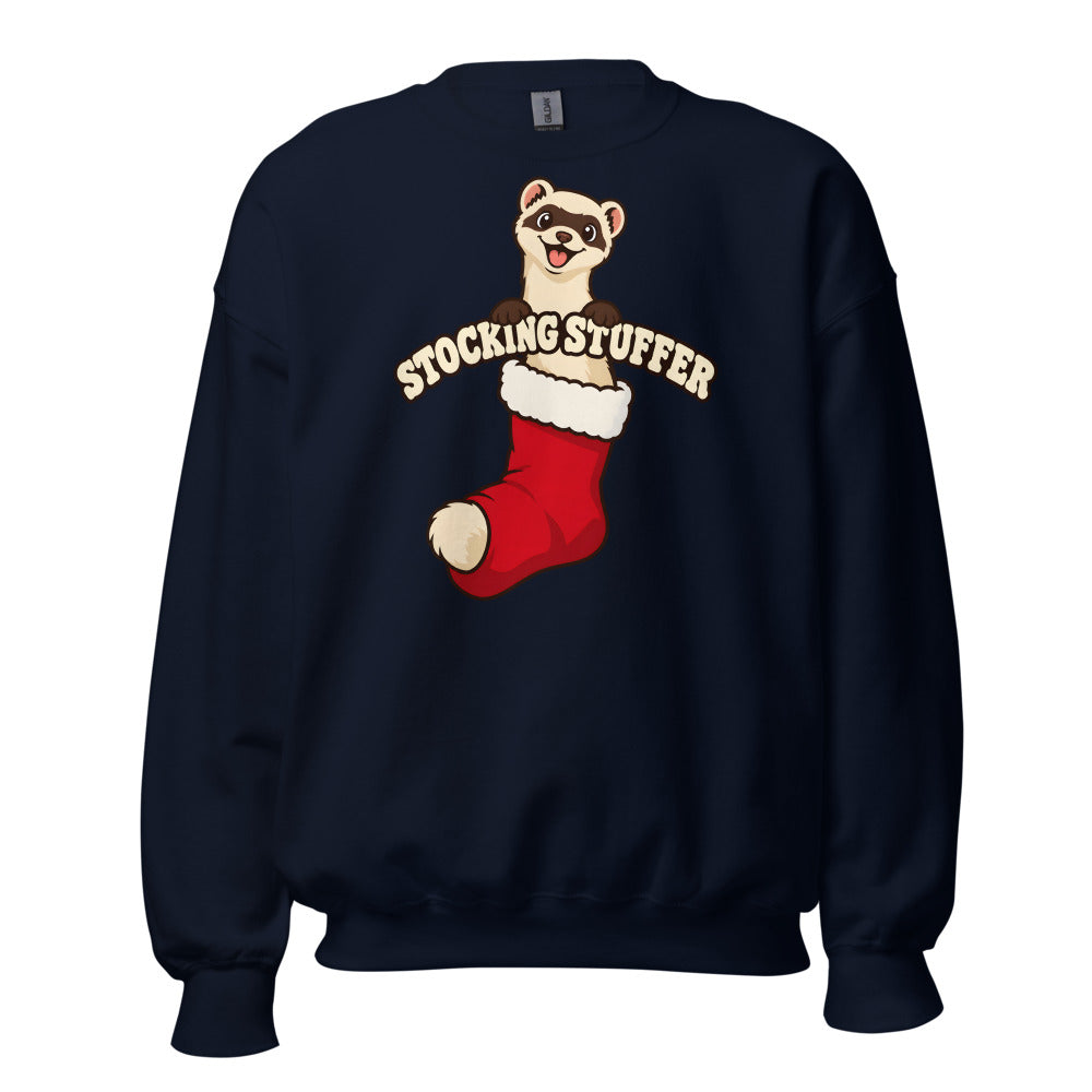 Stocking Stuffer Ferret funny Christmas sweatshirt in Navy