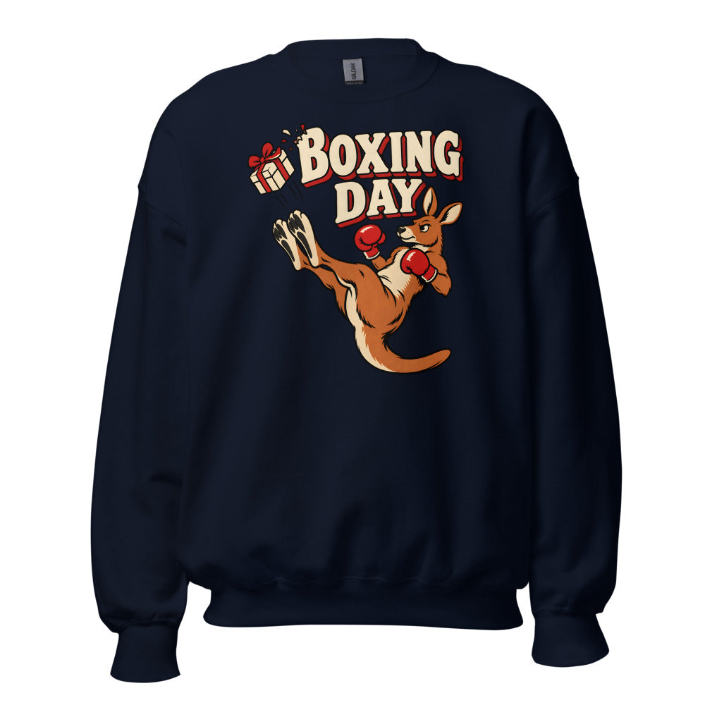 Boxing Day Kangaroo funny Christmas sweatshirt in Navy
