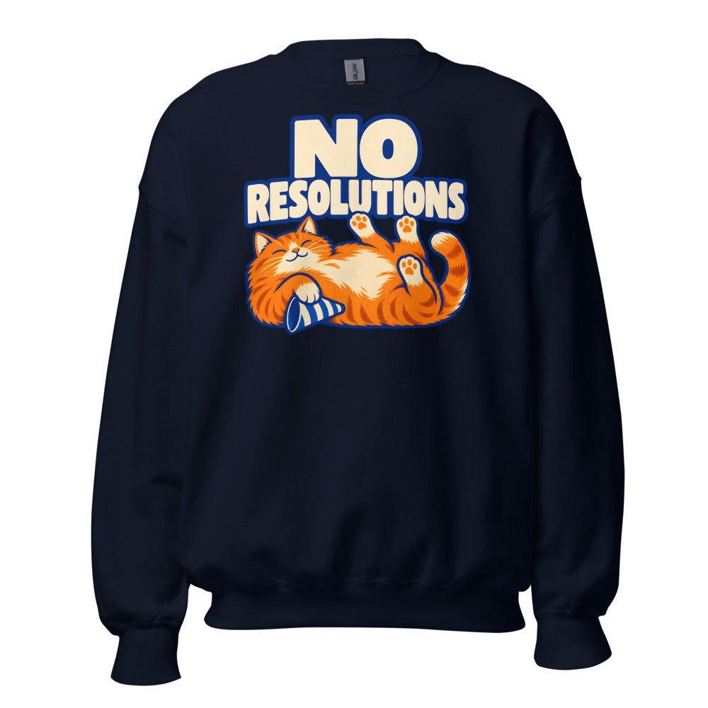 No Resolutions Cat funny New Year's sweatshirt in Navy