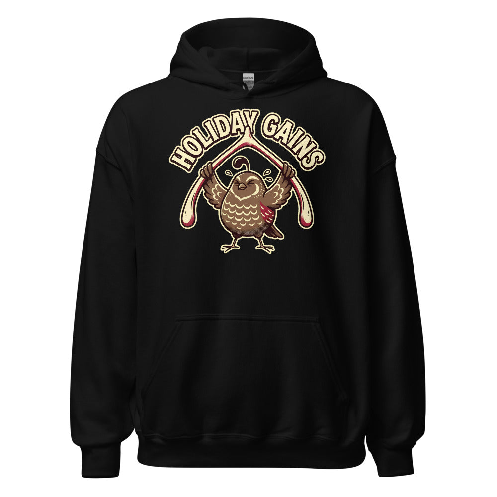 Holiday Gains Quail funny Thanksgiving hoodie in Black