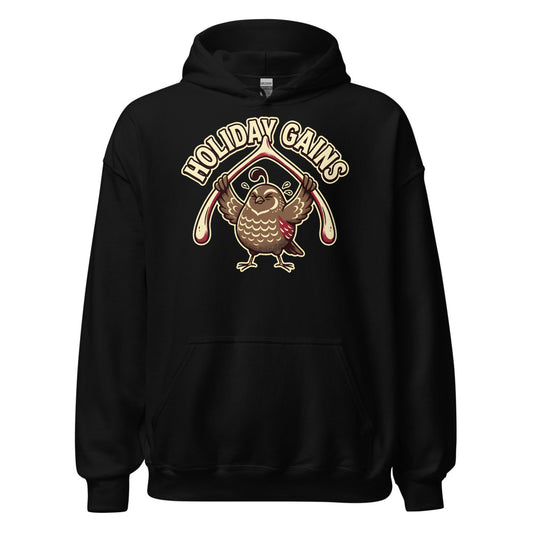 Holiday Gains Quail funny Thanksgiving hoodie in Black