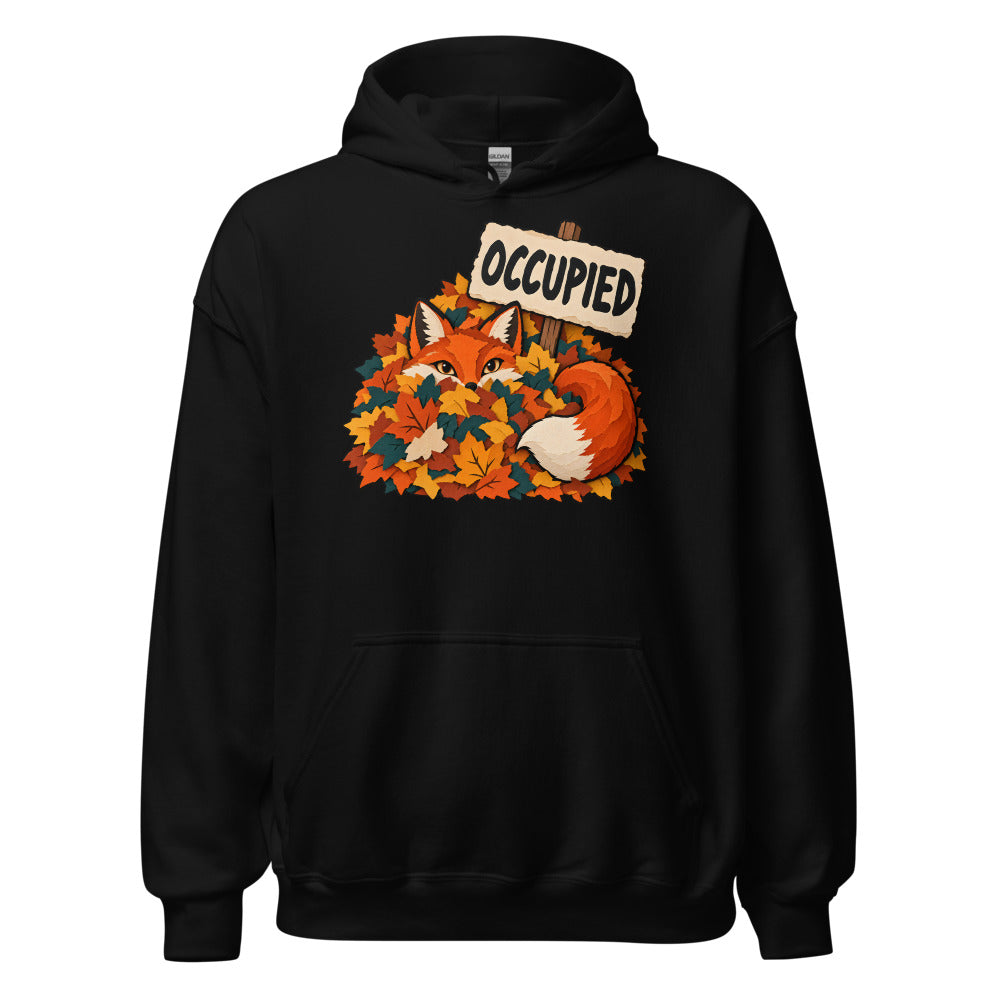 Leaf Pile Sublet Fox funny fall hoodie in Black