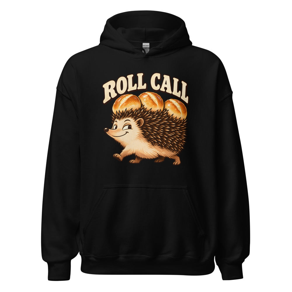 Roll Call Hedgehog funny Thanksgiving hoodie in Black