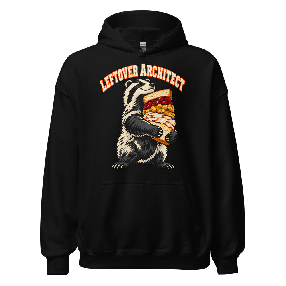 Leftover Architect Badger funny Thanksgiving hoodie in Black