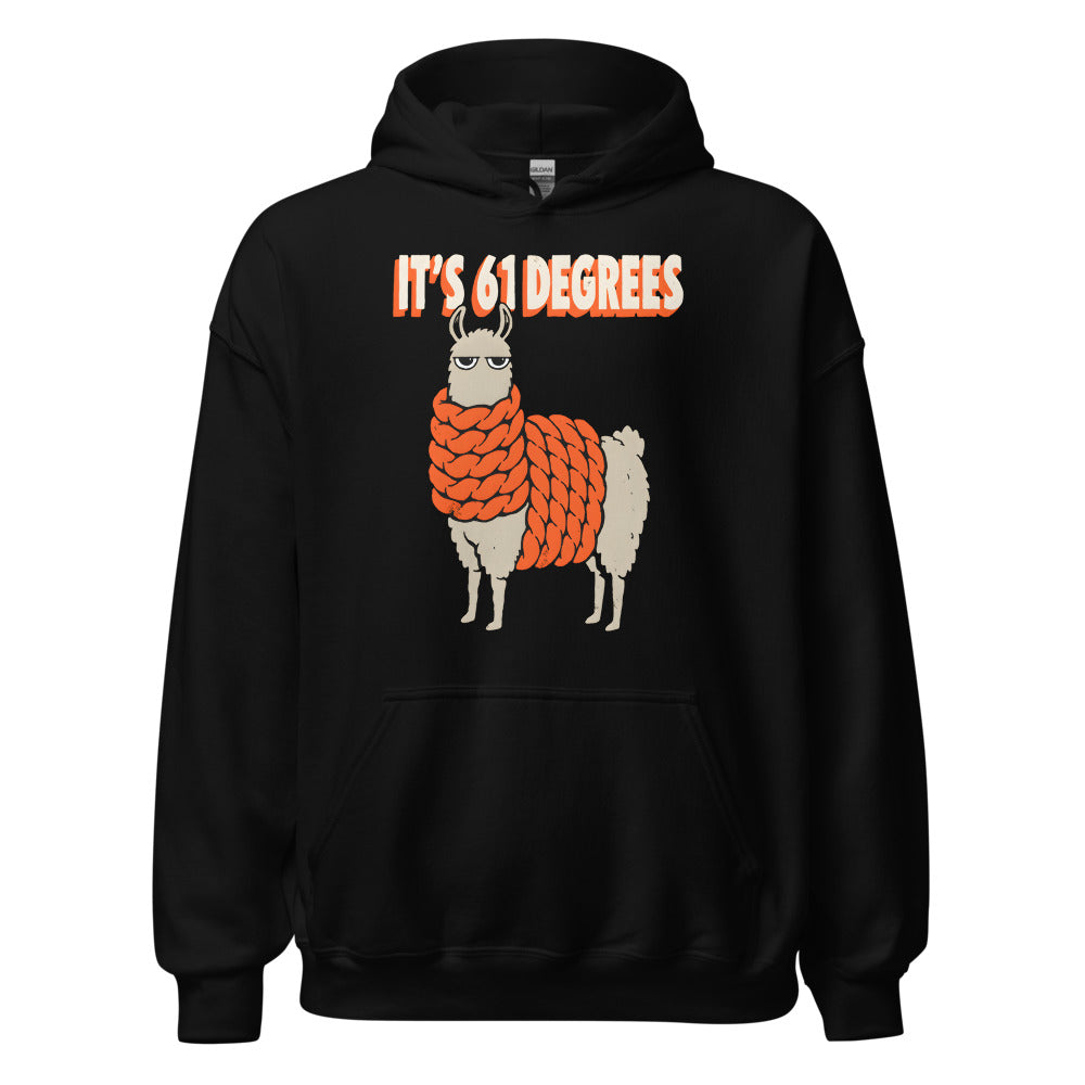 It's 61 Degrees Llama funny fall hoodie in Black