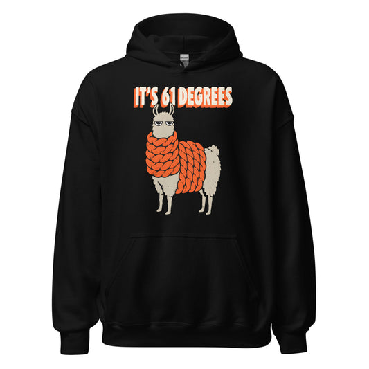 It's 61 Degrees Llama funny fall hoodie in Black