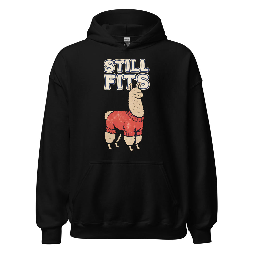 Still Fits Alpaca funny fall hoodie in Black