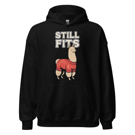 Still Fits Alpaca funny fall hoodie in Black