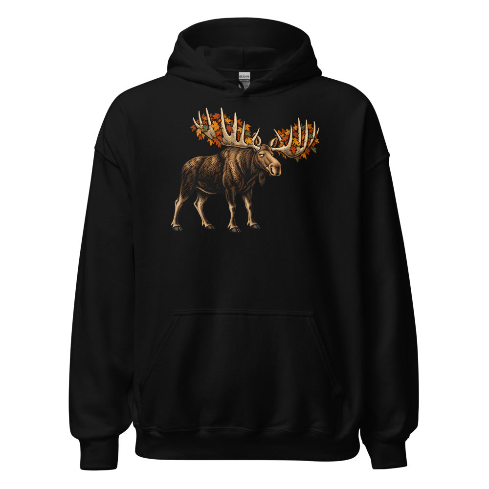 Rake Duty Moose funny fall hoodie in Black