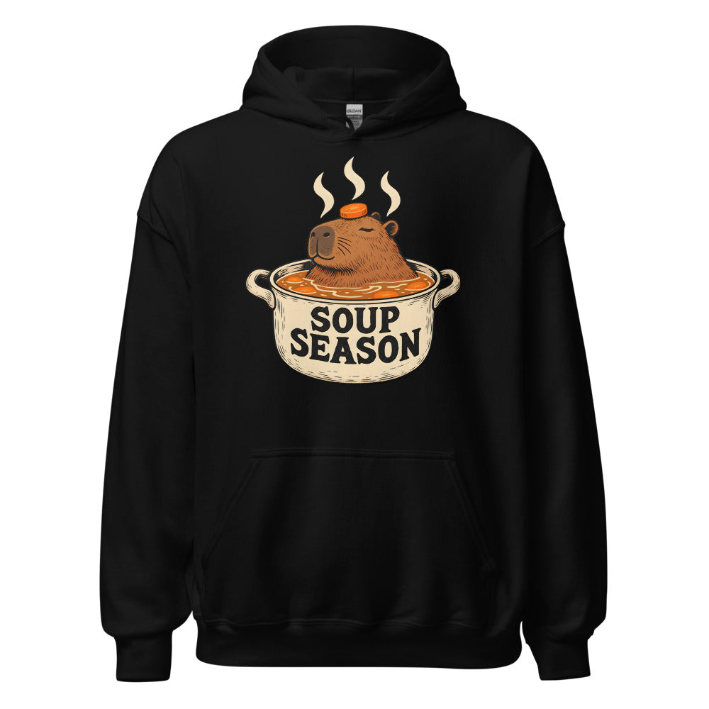 Soup Season Capybara funny winter hoodie in Black