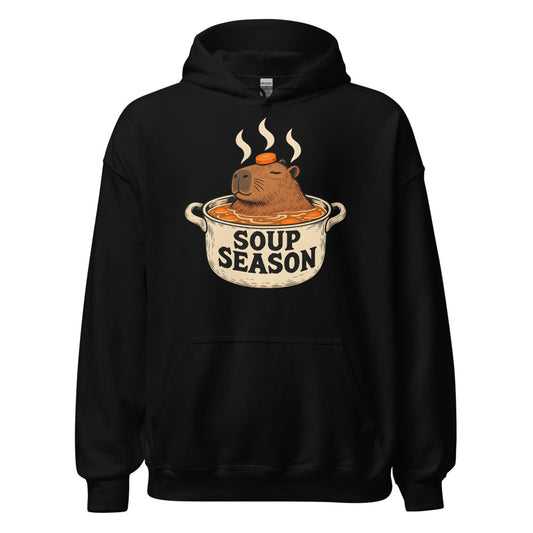 Soup Season Capybara funny winter hoodie in Black
