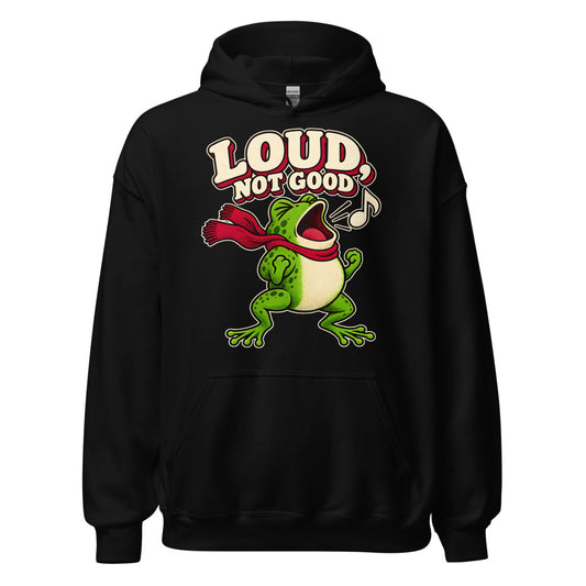 Carol Soloist Frog funny Christmas hoodie in Black